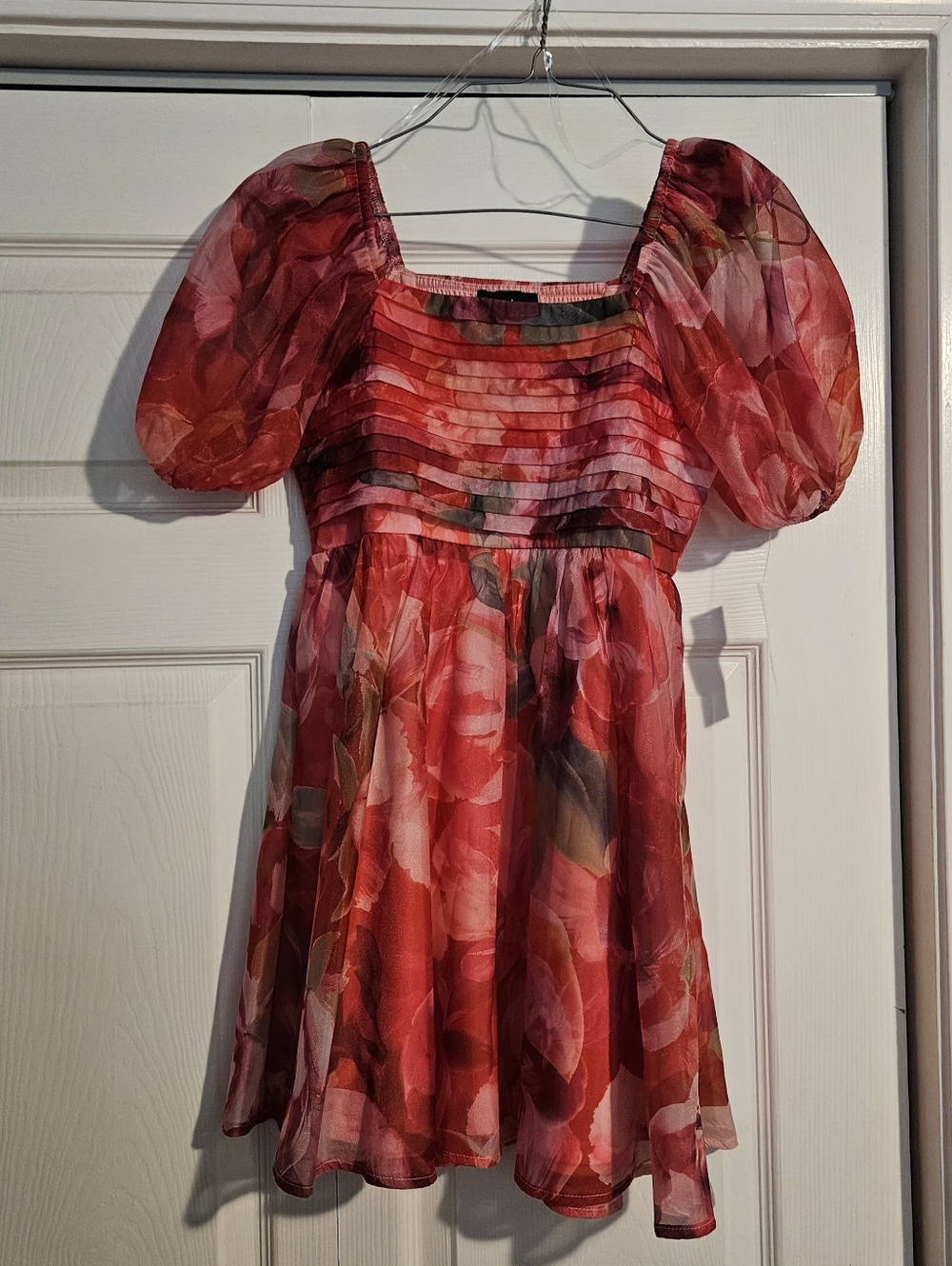 NWT Girl's Puff Sleeve Pleated Bodice Babydoll Dress Size 10